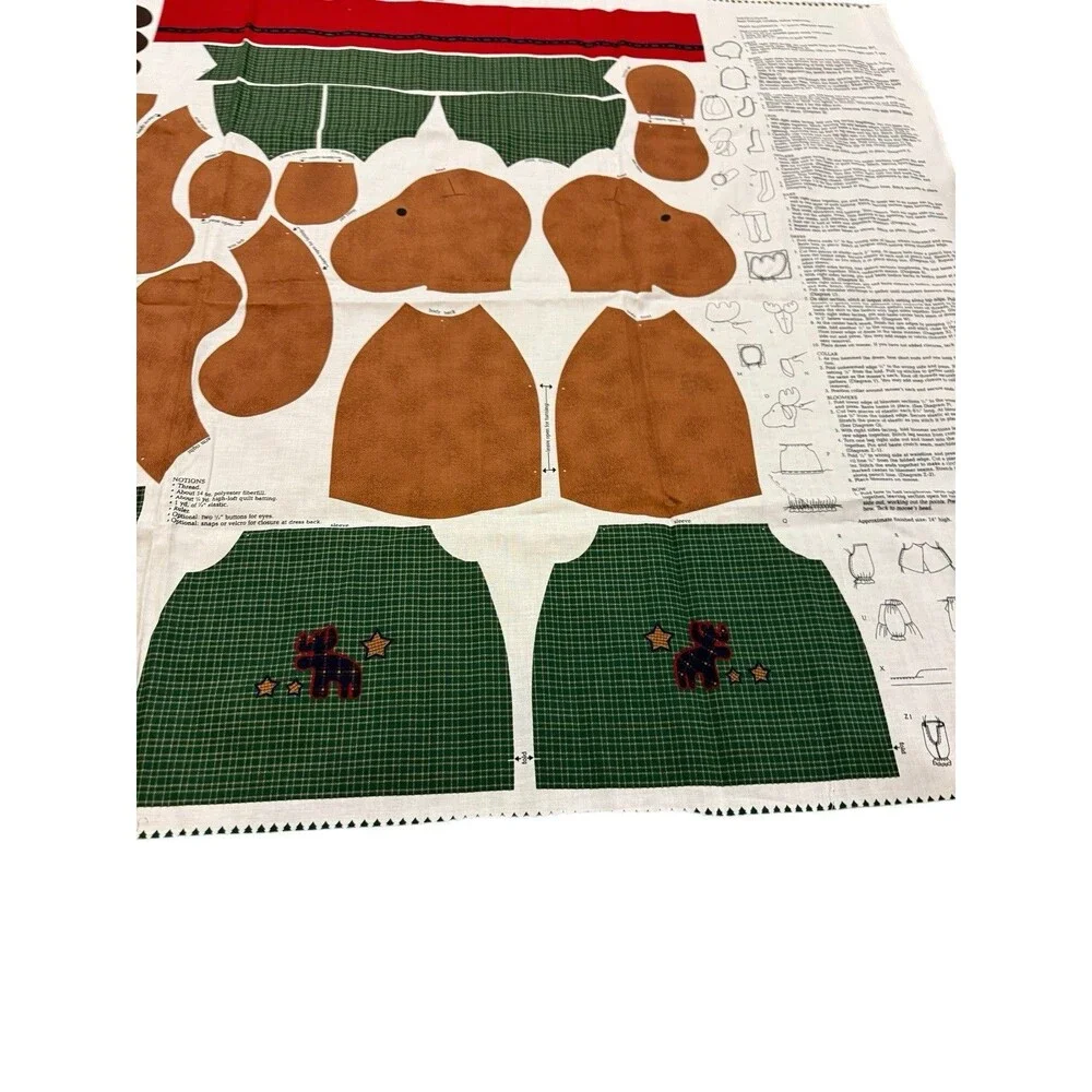 Cranston VIP Merry Moose Christmas Doll Cut & Sew Cotton Fabric Panel Uncut